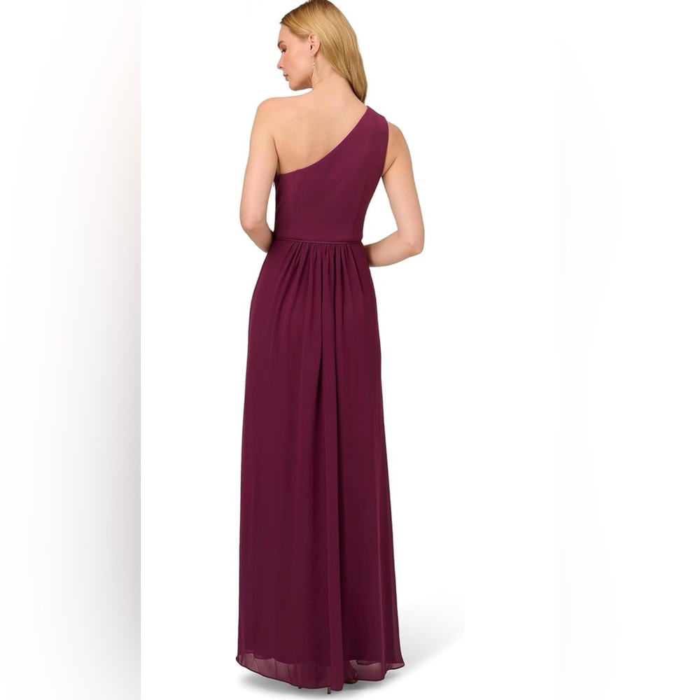 Adrianna Papell Women's One Shoulder Chiffon Gown Size 16 - Picture 2 of 8
